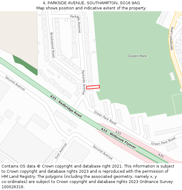 4, PARKSIDE AVENUE, SOUTHAMPTON, SO16 9AG: Location map and indicative extent of plot