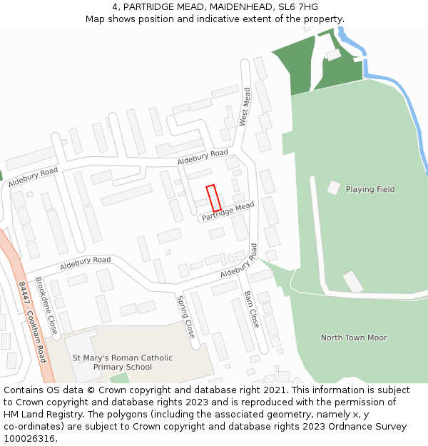 4, PARTRIDGE MEAD, MAIDENHEAD, SL6 7HG: Location map and indicative extent of plot