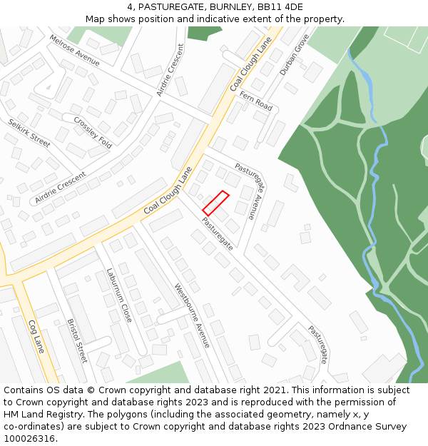 4, PASTUREGATE, BURNLEY, BB11 4DE: Location map and indicative extent of plot