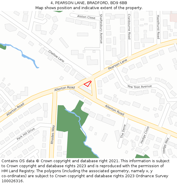 4, PEARSON LANE, BRADFORD, BD9 6BB: Location map and indicative extent of plot