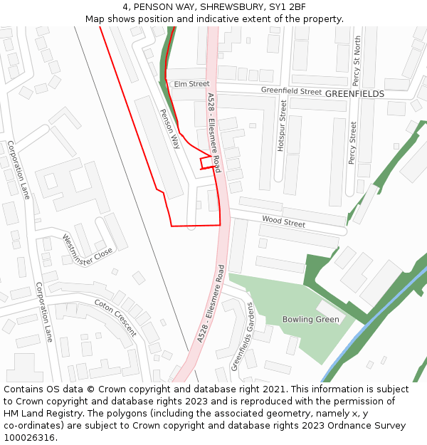 4, PENSON WAY, SHREWSBURY, SY1 2BF: Location map and indicative extent of plot