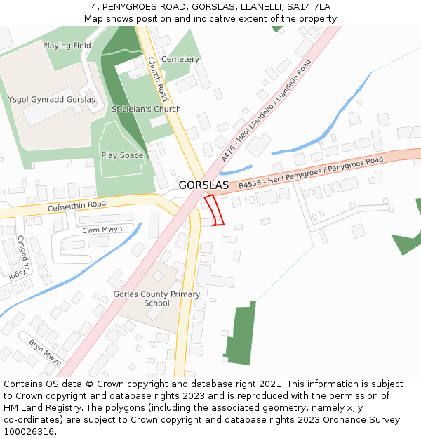 4, PENYGROES ROAD, GORSLAS, LLANELLI, SA14 7LA: Location map and indicative extent of plot