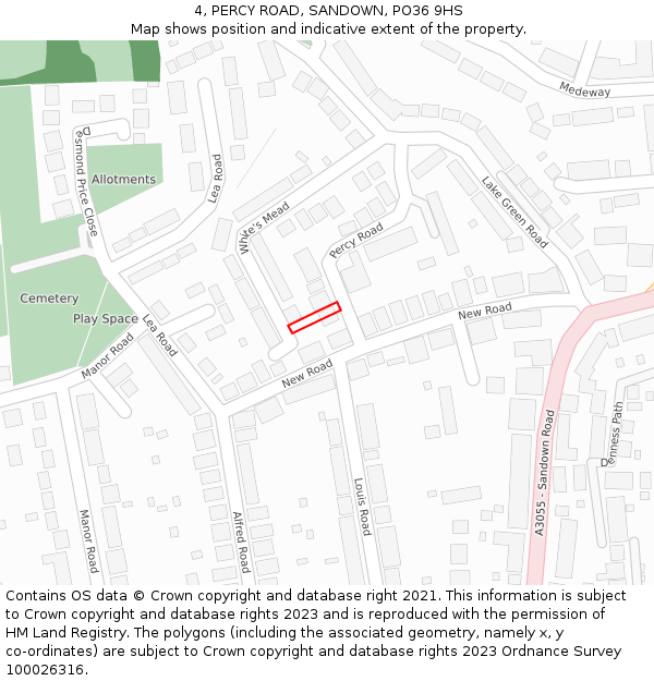 4, PERCY ROAD, SANDOWN, PO36 9HS: Location map and indicative extent of plot