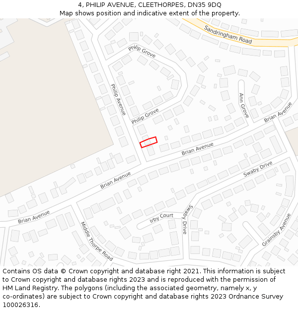 4, PHILIP AVENUE, CLEETHORPES, DN35 9DQ: Location map and indicative extent of plot