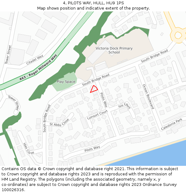 4, PILOTS WAY, HULL, HU9 1PS: Location map and indicative extent of plot