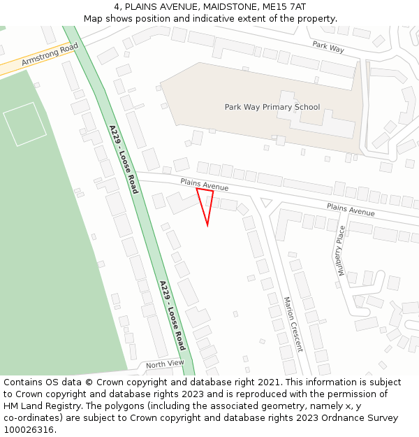 4, PLAINS AVENUE, MAIDSTONE, ME15 7AT: Location map and indicative extent of plot