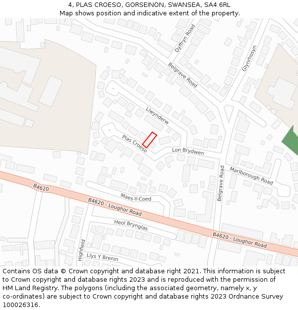 4, PLAS CROESO, GORSEINON, SWANSEA, SA4 6RL: Location map and indicative extent of plot