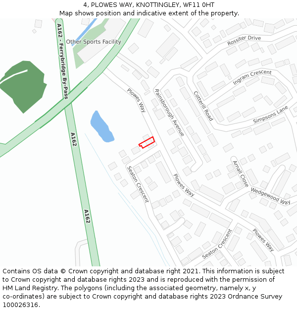 4, PLOWES WAY, KNOTTINGLEY, WF11 0HT: Location map and indicative extent of plot