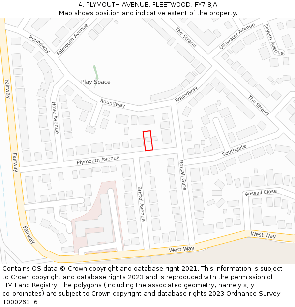 4, PLYMOUTH AVENUE, FLEETWOOD, FY7 8JA: Location map and indicative extent of plot