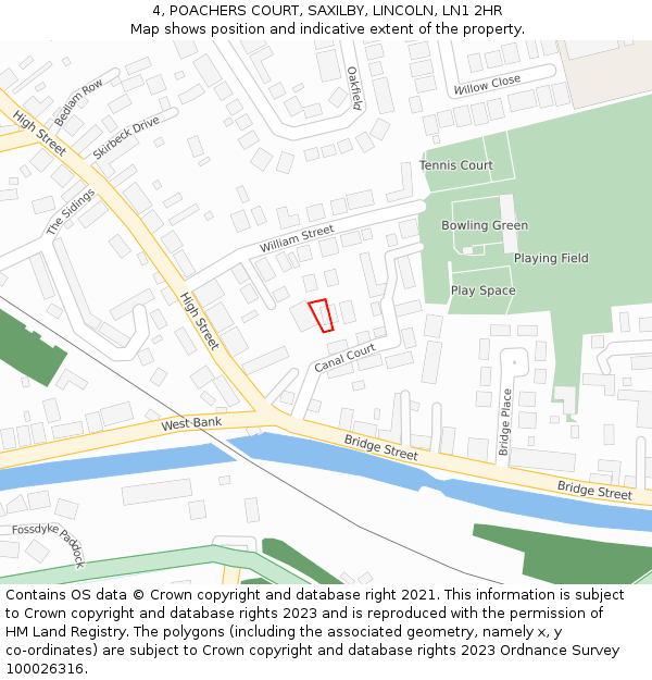 4, POACHERS COURT, SAXILBY, LINCOLN, LN1 2HR: Location map and indicative extent of plot