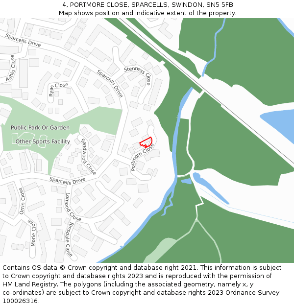 4, PORTMORE CLOSE, SPARCELLS, SWINDON, SN5 5FB: Location map and indicative extent of plot