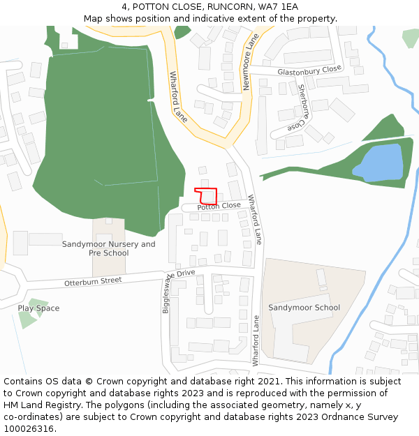 4, POTTON CLOSE, RUNCORN, WA7 1EA: Location map and indicative extent of plot