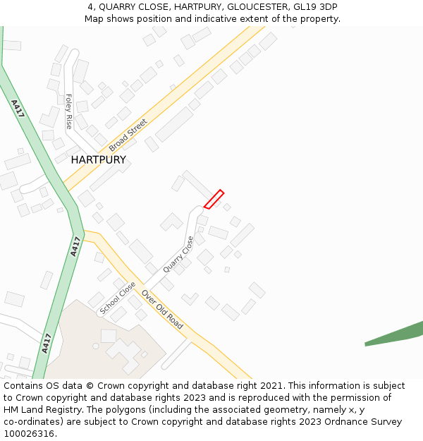 4, QUARRY CLOSE, HARTPURY, GLOUCESTER, GL19 3DP: Location map and indicative extent of plot