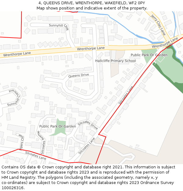 4, QUEENS DRIVE, WRENTHORPE, WAKEFIELD, WF2 0PY: Location map and indicative extent of plot