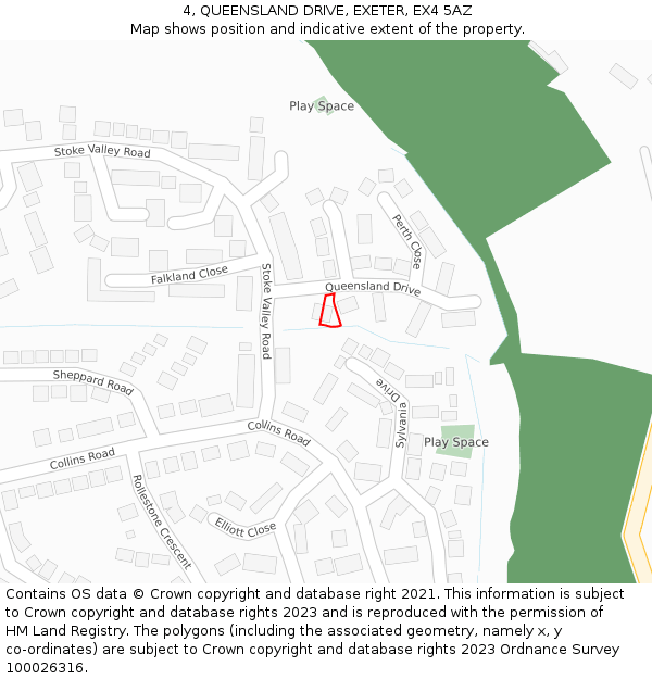 4, QUEENSLAND DRIVE, EXETER, EX4 5AZ: Location map and indicative extent of plot