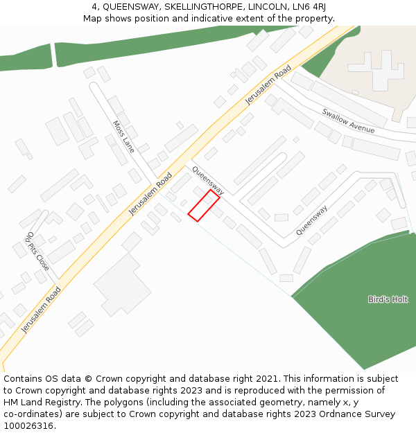 4, QUEENSWAY, SKELLINGTHORPE, LINCOLN, LN6 4RJ: Location map and indicative extent of plot