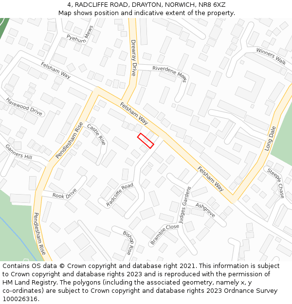 4, RADCLIFFE ROAD, DRAYTON, NORWICH, NR8 6XZ: Location map and indicative extent of plot