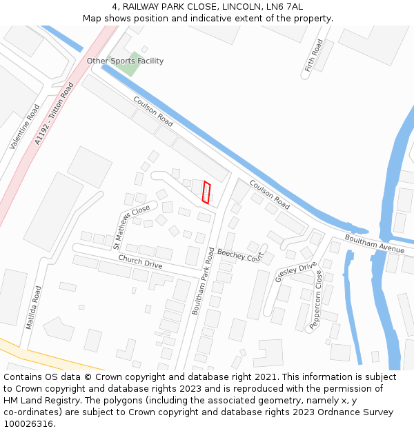 4, RAILWAY PARK CLOSE, LINCOLN, LN6 7AL: Location map and indicative extent of plot