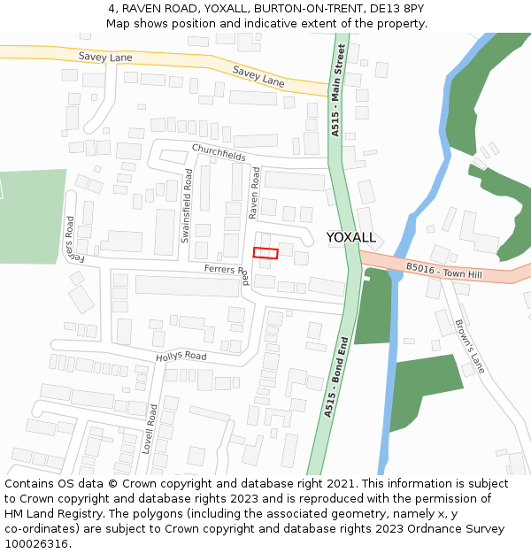 4, RAVEN ROAD, YOXALL, BURTON-ON-TRENT, DE13 8PY: Location map and indicative extent of plot