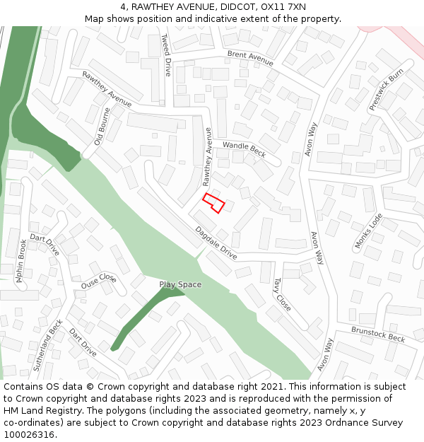 4, RAWTHEY AVENUE, DIDCOT, OX11 7XN: Location map and indicative extent of plot