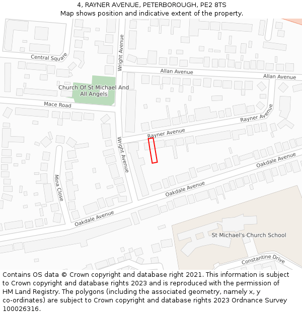 4, RAYNER AVENUE, PETERBOROUGH, PE2 8TS: Location map and indicative extent of plot