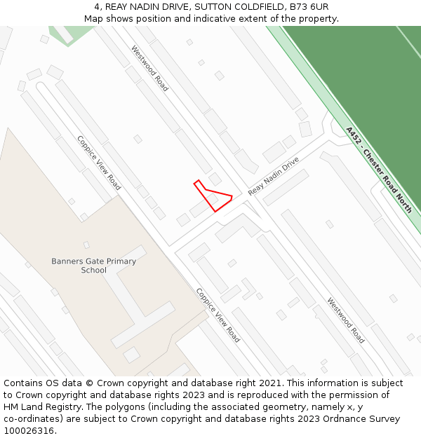 4, REAY NADIN DRIVE, SUTTON COLDFIELD, B73 6UR: Location map and indicative extent of plot