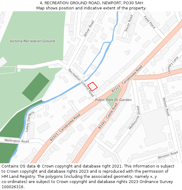 4, RECREATION GROUND ROAD, NEWPORT, PO30 5AH: Location map and indicative extent of plot