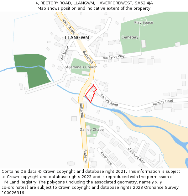 4, RECTORY ROAD, LLANGWM, HAVERFORDWEST, SA62 4JA: Location map and indicative extent of plot