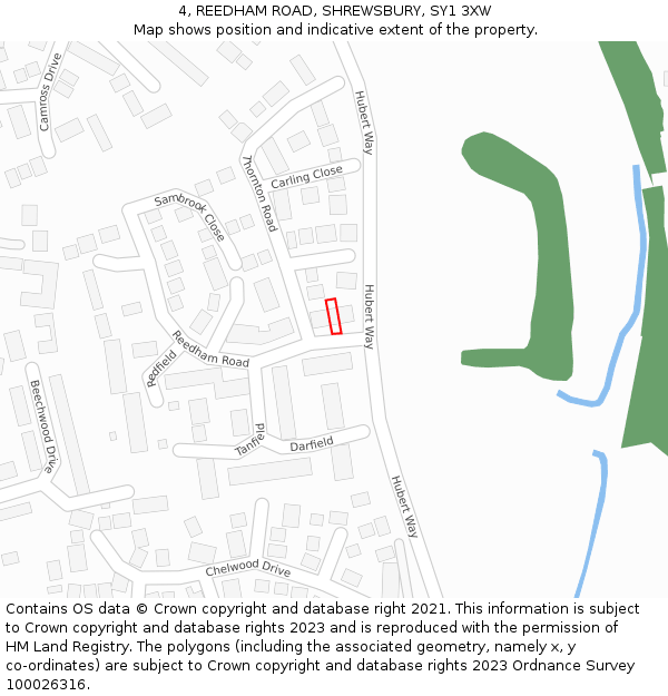 4, REEDHAM ROAD, SHREWSBURY, SY1 3XW: Location map and indicative extent of plot