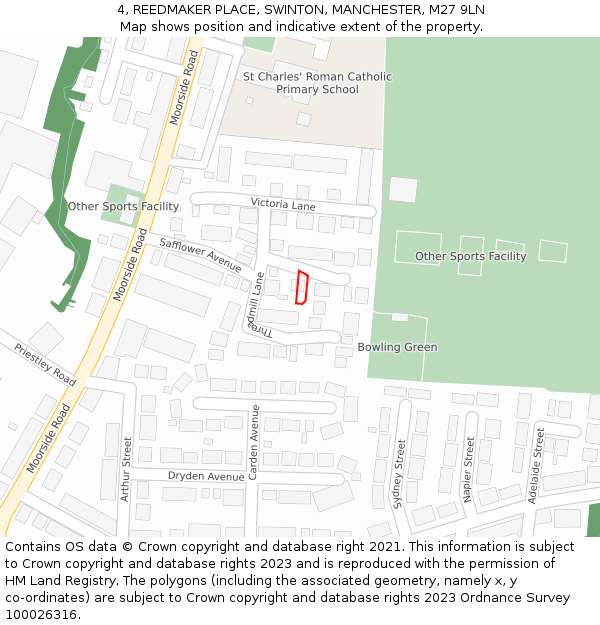 4, REEDMAKER PLACE, SWINTON, MANCHESTER, M27 9LN: Location map and indicative extent of plot