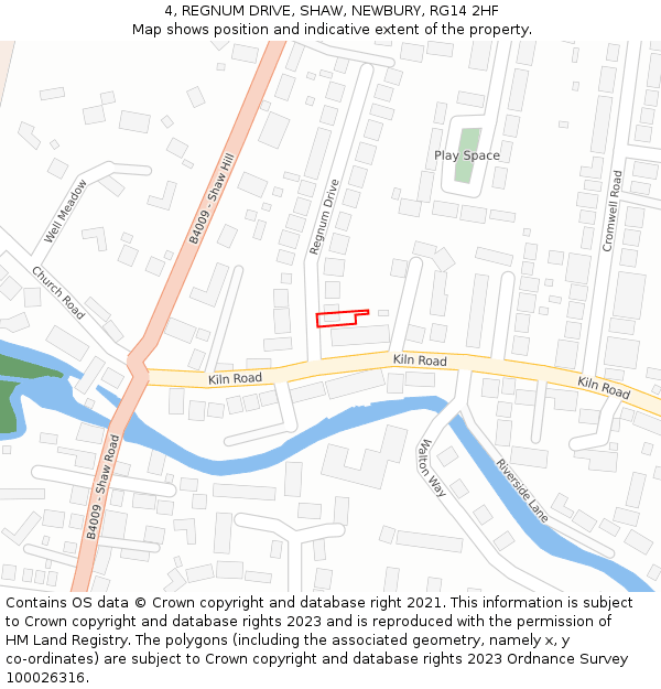 4, REGNUM DRIVE, SHAW, NEWBURY, RG14 2HF: Location map and indicative extent of plot