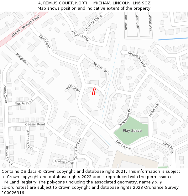 4, REMUS COURT, NORTH HYKEHAM, LINCOLN, LN6 9GZ: Location map and indicative extent of plot