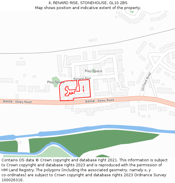 4, RENARD RISE, STONEHOUSE, GL10 2BS: Location map and indicative extent of plot