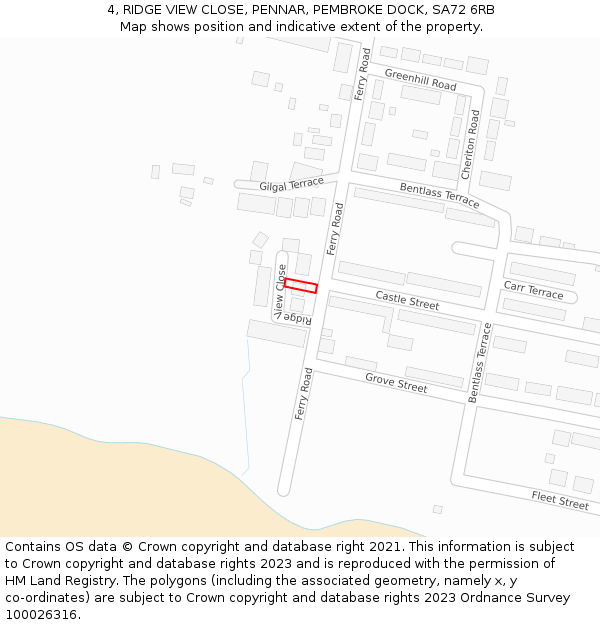 4, RIDGE VIEW CLOSE, PENNAR, PEMBROKE DOCK, SA72 6RB: Location map and indicative extent of plot