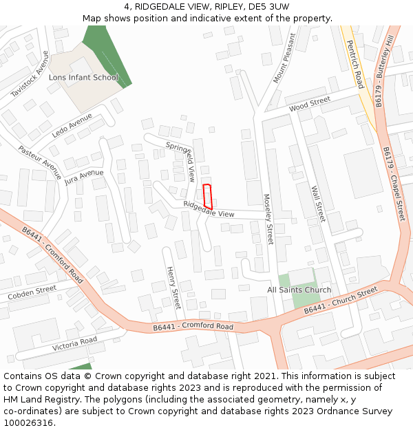4, RIDGEDALE VIEW, RIPLEY, DE5 3UW: Location map and indicative extent of plot