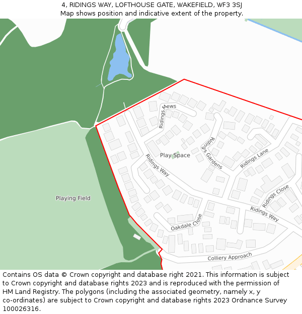 4, RIDINGS WAY, LOFTHOUSE GATE, WAKEFIELD, WF3 3SJ: Location map and indicative extent of plot