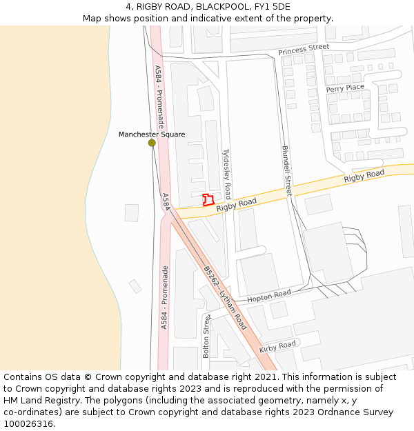 4, RIGBY ROAD, BLACKPOOL, FY1 5DE: Location map and indicative extent of plot