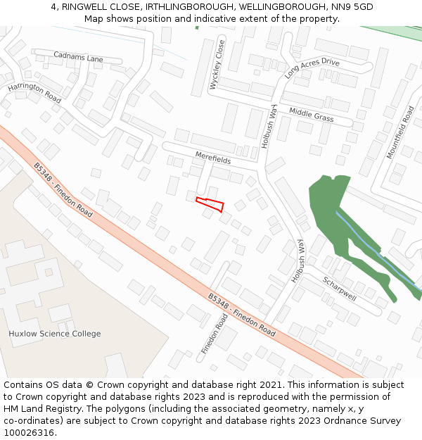 4, RINGWELL CLOSE, IRTHLINGBOROUGH, WELLINGBOROUGH, NN9 5GD: Location map and indicative extent of plot