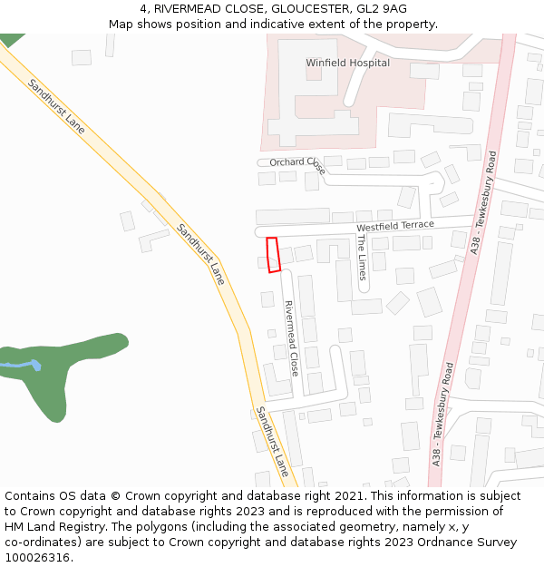 4, RIVERMEAD CLOSE, GLOUCESTER, GL2 9AG: Location map and indicative extent of plot