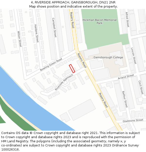 4, RIVERSIDE APPROACH, GAINSBOROUGH, DN21 2NR: Location map and indicative extent of plot