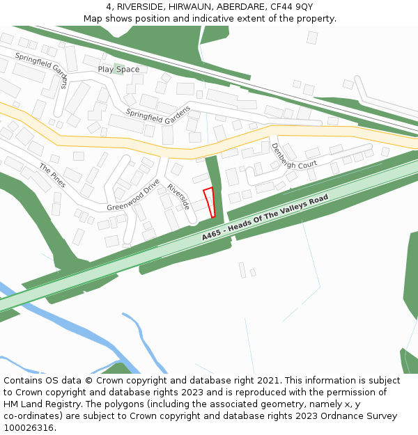 4, RIVERSIDE, HIRWAUN, ABERDARE, CF44 9QY: Location map and indicative extent of plot