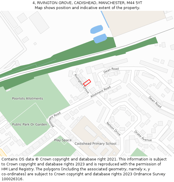 4, RIVINGTON GROVE, CADISHEAD, MANCHESTER, M44 5YT: Location map and indicative extent of plot