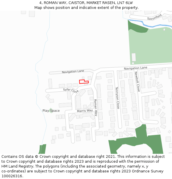 4, ROMAN WAY, CAISTOR, MARKET RASEN, LN7 6LW: Location map and indicative extent of plot