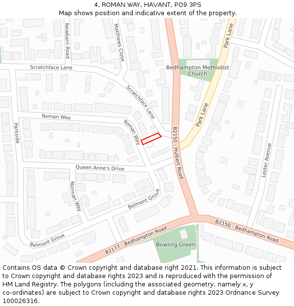 4, ROMAN WAY, HAVANT, PO9 3PS: Location map and indicative extent of plot