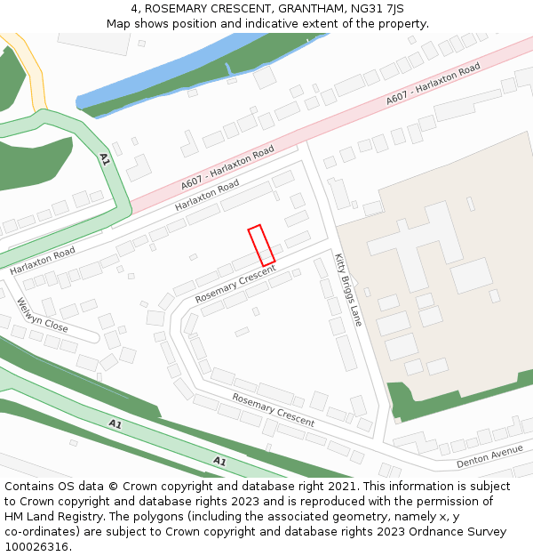 4, ROSEMARY CRESCENT, GRANTHAM, NG31 7JS: Location map and indicative extent of plot