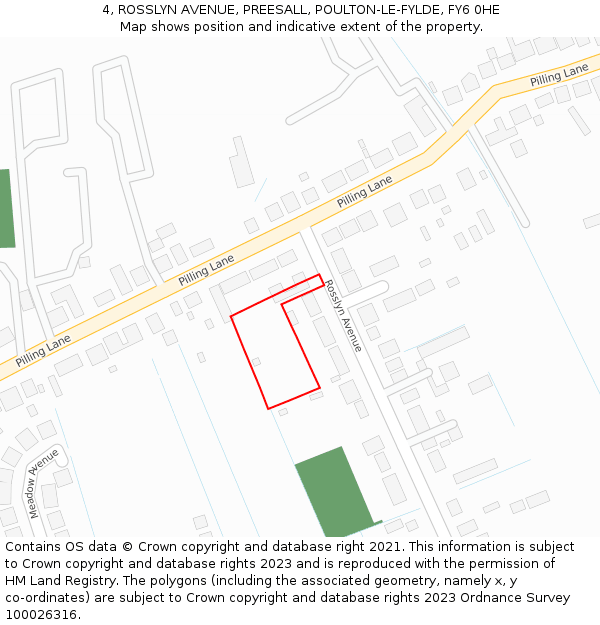 4, ROSSLYN AVENUE, PREESALL, POULTON-LE-FYLDE, FY6 0HE: Location map and indicative extent of plot