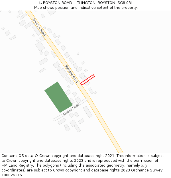 4, ROYSTON ROAD, LITLINGTON, ROYSTON, SG8 0RL: Location map and indicative extent of plot