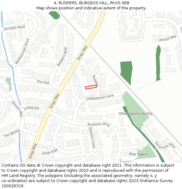 4, RUSPERS, BURGESS HILL, RH15 0EB: Location map and indicative extent of plot