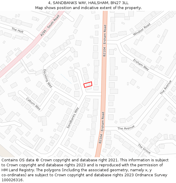 4, SANDBANKS WAY, HAILSHAM, BN27 3LL: Location map and indicative extent of plot