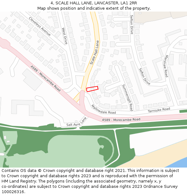 4, SCALE HALL LANE, LANCASTER, LA1 2RR: Location map and indicative extent of plot